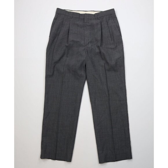 Vtg 70s Streetwear Mens 34x29 Chambray Worsted Wool Blend Wide Leg Chino Pants